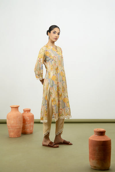 Fig Kurta Set (Lemon)