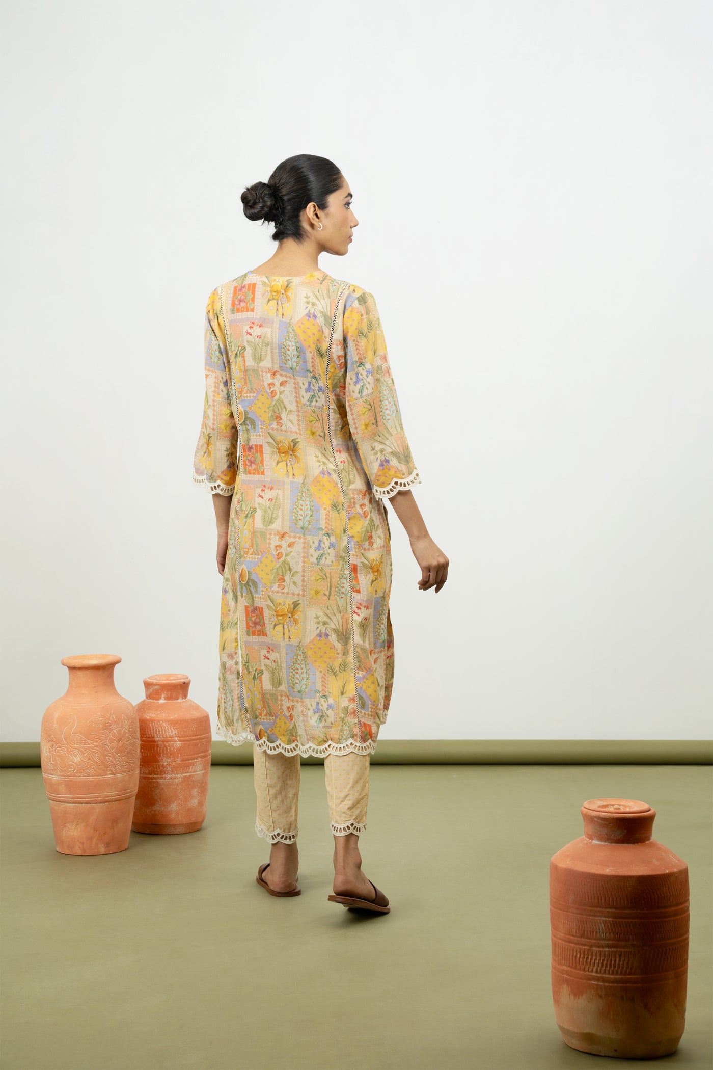 Fig Kurta Set (Lemon)