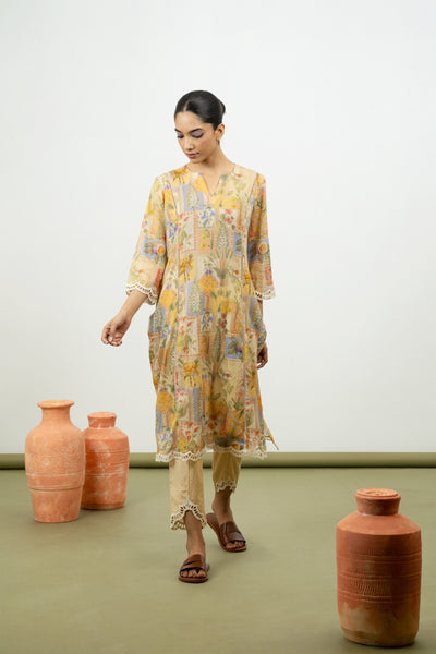 Fig Kurta Set (Lemon)