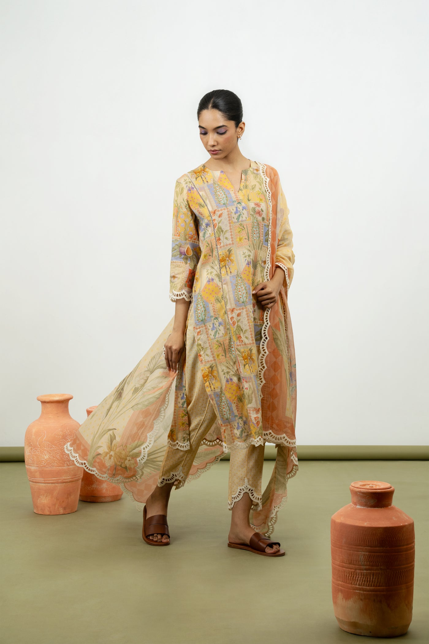 Fig Kurta Set (Lemon)