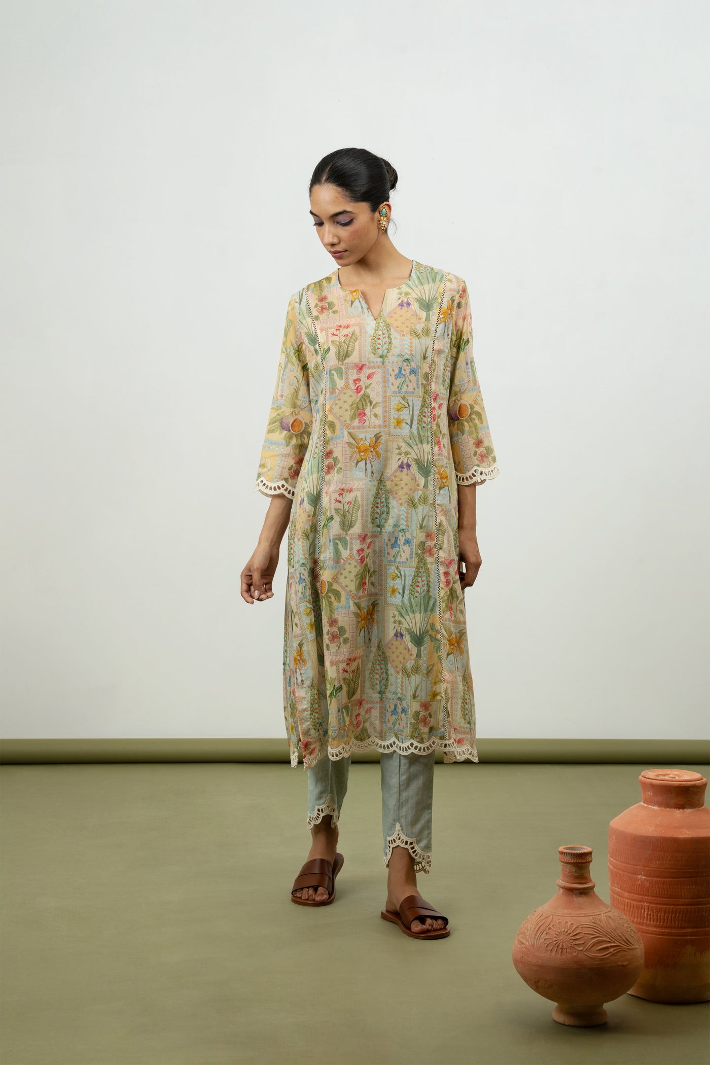 Fig Kurta Set (Sky)