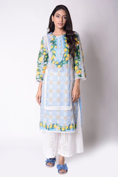 Limoncello Relaxed Kurta Set (Blue)