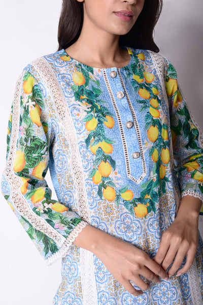 Limoncello Relaxed Kurta Set (Blue)