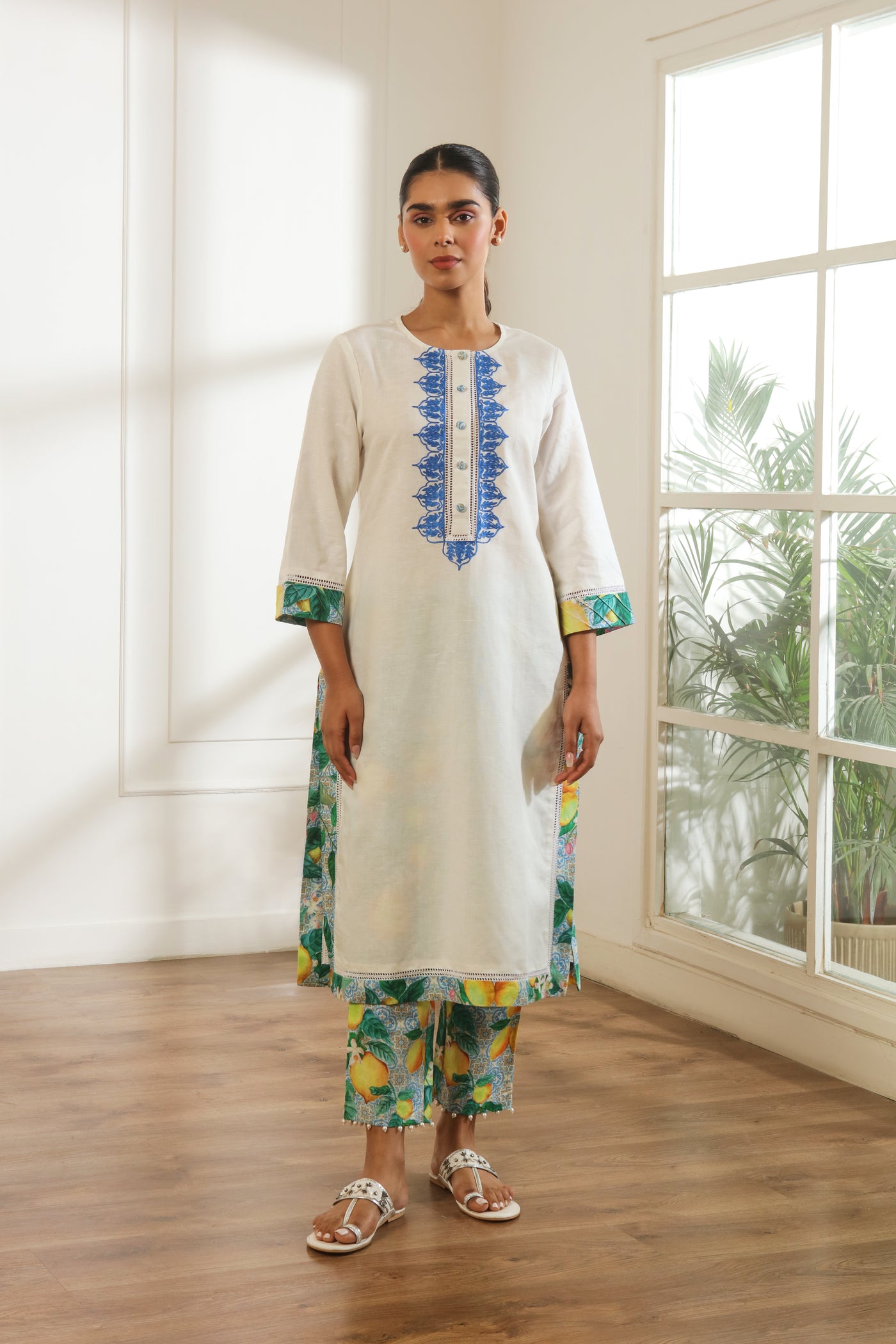 Lisbon Ivory Linen Kurta