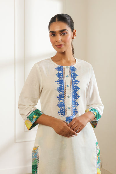 Lisbon Ivory Linen Kurta