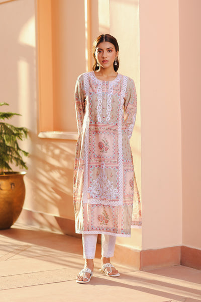 Roshanara Kurta Set (Pink and Sage)