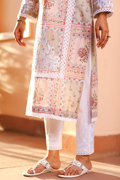 Roshanara Kurta Set (Pink and Sage)