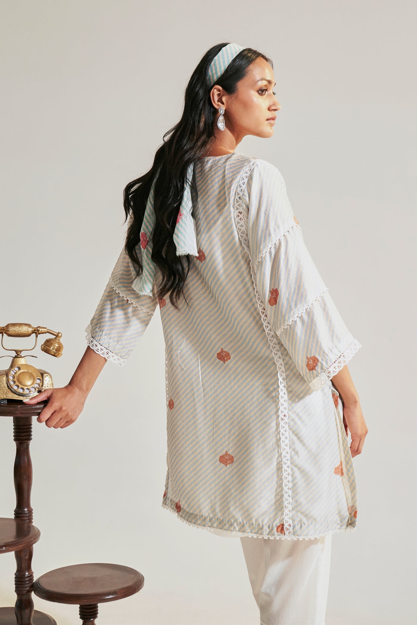 Ruhi Powder Blue Phiran Set