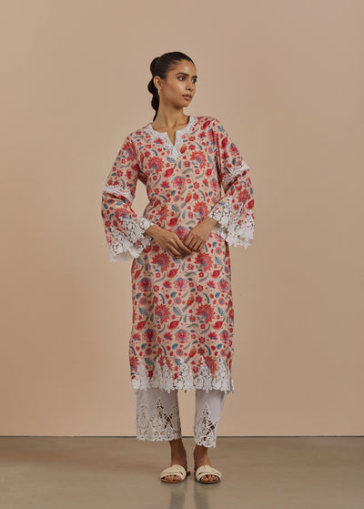Johri Appliqué Kurta (Pink)