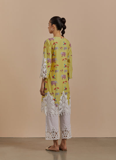 Revti Appliqué Kurta (Yellow)