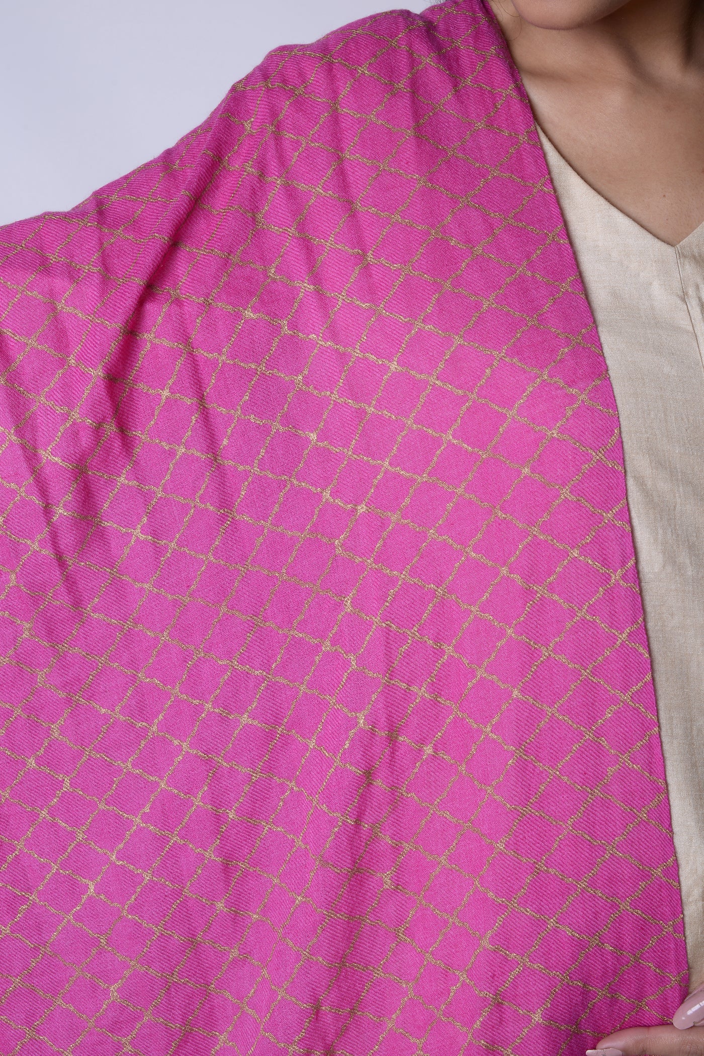 Rani Pink Jaal Print Scarf Set