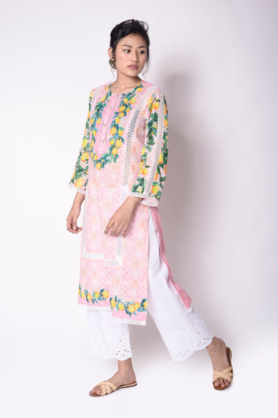 Limoncello Relaxed Kurta Set (Pink)