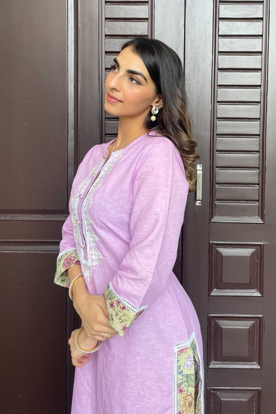 Bagh Lavender Linen Kurta