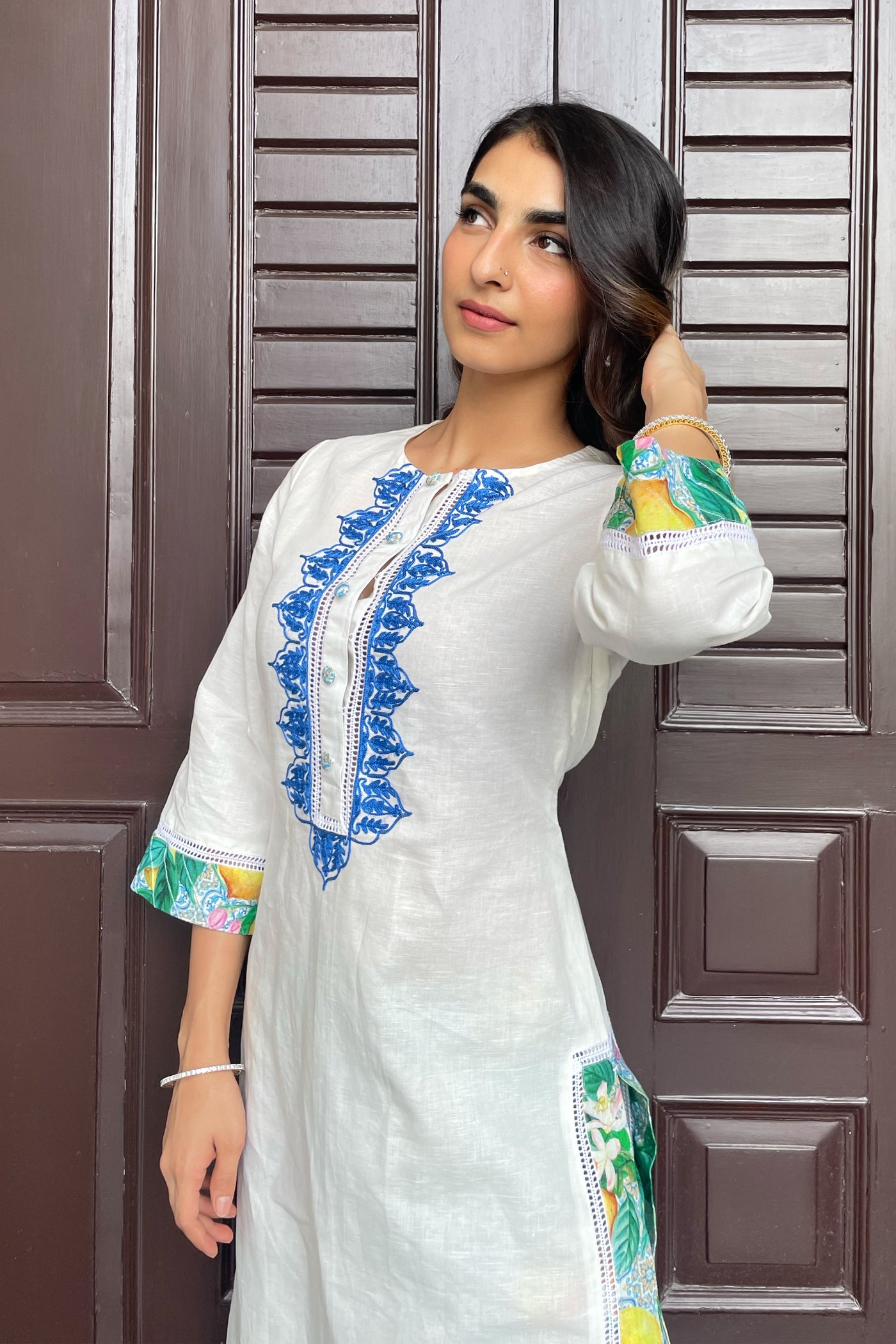 Lisbon Ivory Linen Kurta